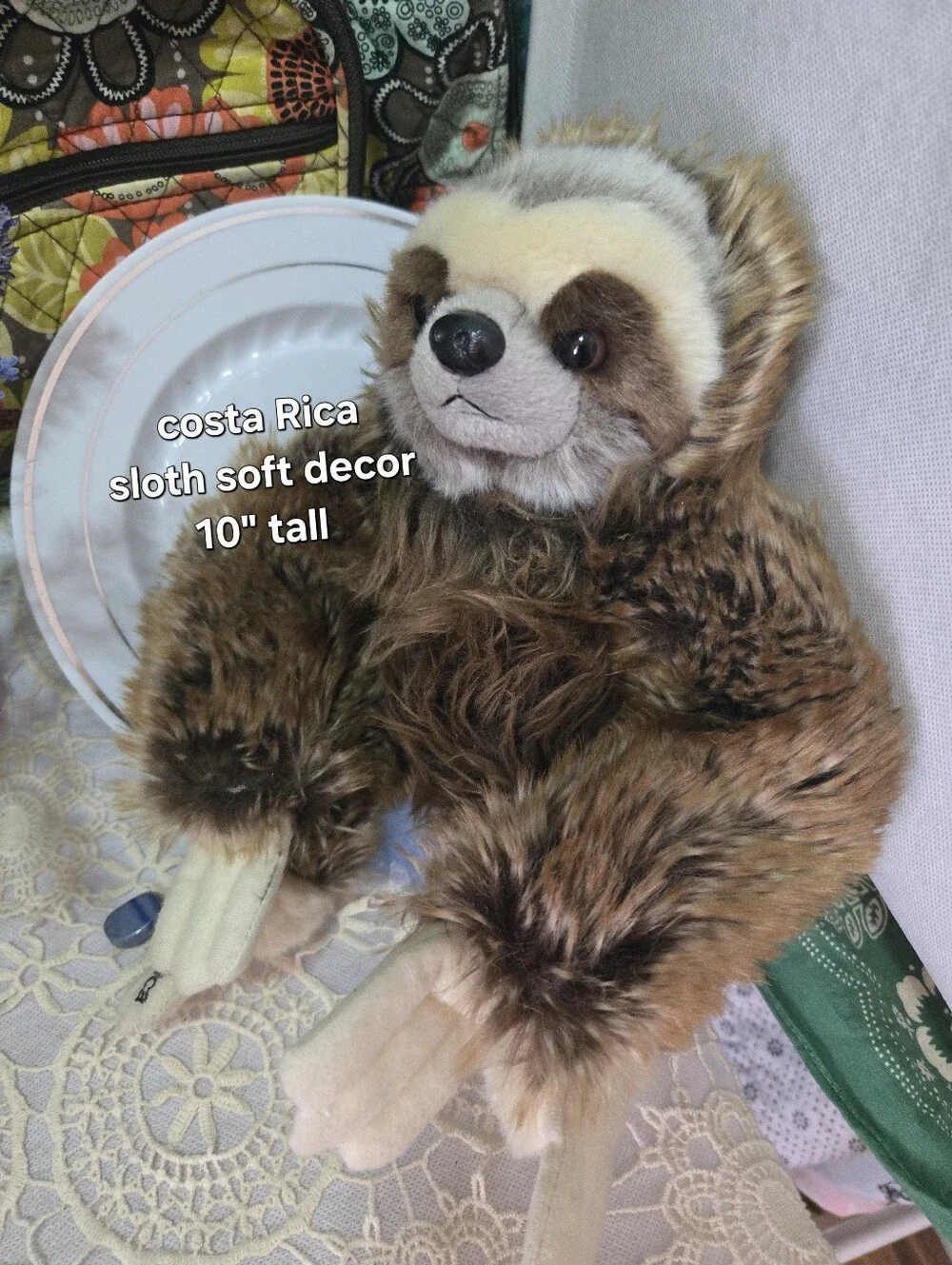 4/$15 Aurora World Sloth Plush Stuffed Animal Brown Tan Cream